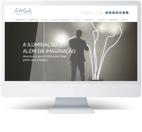 site institucional FASA Fibra Ótica